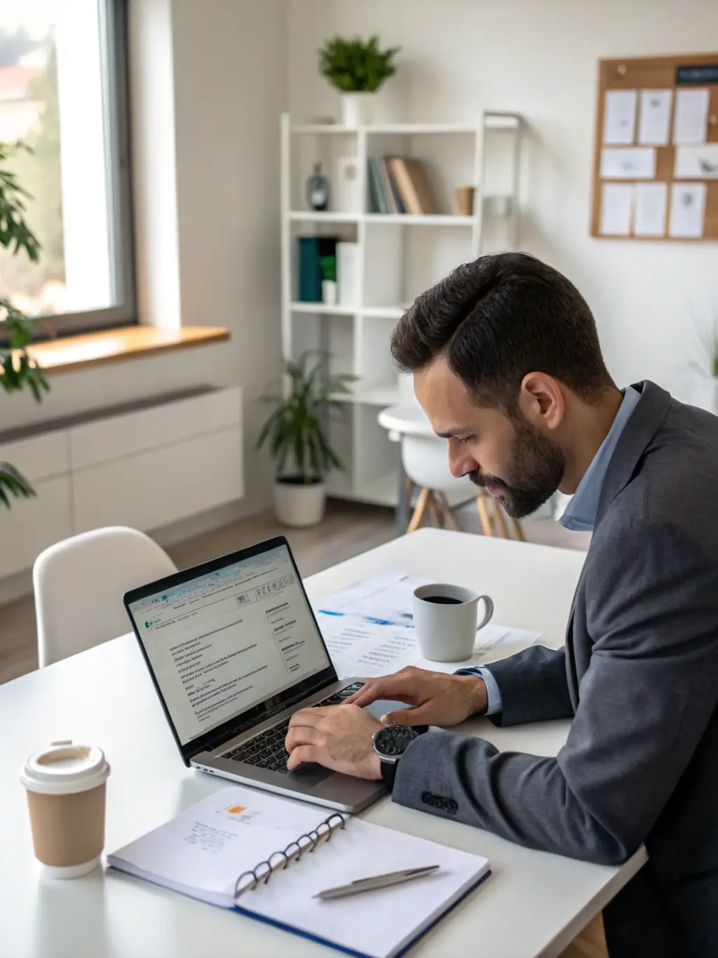 An individual efficiently managing multiple tasks on a computer, demonstrating time management and productivity.